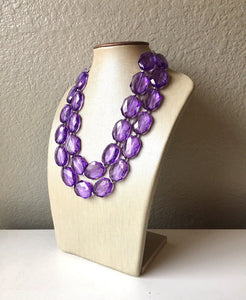 Light Purple Lilac Chunky Statement Necklace, Acrylic faceted Beaded Jewelry,  lavender beaded necklace