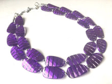 Load image into Gallery viewer, Purple Beaded Necklace, multi strand jewelry, big beaded chunky statement necklace, carolina necklace, bridesmaid necklace, bridal jewelry