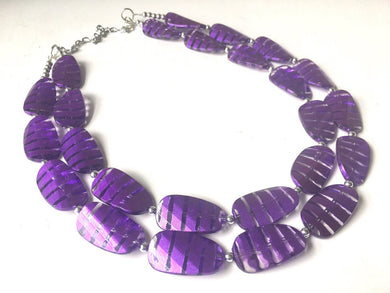 Purple Beaded Necklace, multi strand jewelry, big beaded chunky statement necklace, carolina necklace, bridesmaid necklace, bridal jewelry