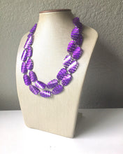 Load image into Gallery viewer, Purple Beaded Necklace, multi strand jewelry, big beaded chunky statement necklace, carolina necklace, bridesmaid necklace, bridal jewelry