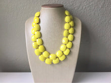 Load image into Gallery viewer, Sunny Yellow Statement jewelry set, Chunky Beaded Necklace, yellow Jewelry, bright colorful Necklace, yellow beaded necklace, yellow earring