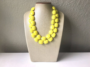 Sunny Yellow Statement jewelry set, Chunky Beaded Necklace, yellow Jewelry, bright colorful Necklace, yellow beaded necklace, yellow earring