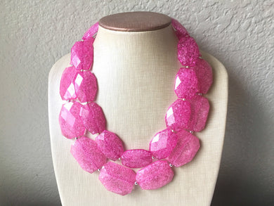 Pink Necklace, multi strand jewelry, big beaded chunky statement necklace, bridesmaid necklace, pink jewelry