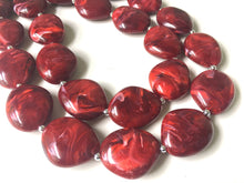 Load image into Gallery viewer, Red Chunky Statement Necklace, Big beaded jewelry, Double Strand Statement Necklace, Bib necklace, red bridesmaid, red wedding, praline