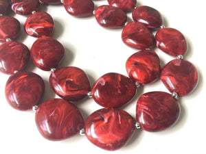 Red Chunky Statement Necklace, Big beaded jewelry, Double Strand Statement Necklace, Bib necklace, red bridesmaid, red wedding, praline