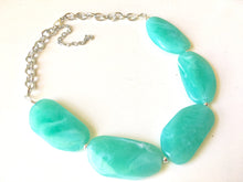 Load image into Gallery viewer, Big Bead Mint Necklace, single Strand Statement Jewelry, light green Chunky bib bridesmaid or everyday bubble jewelry, mint jewelry