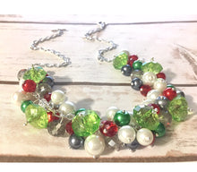 Load image into Gallery viewer, Christmas Necklace, Red, Silver, Green, and BLING! Holiday Jewelry, Christmas Jewelry, Red Green Jewelry, Christmas Gift Christmas Present