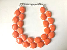 Load image into Gallery viewer, Clementine Chunky Statement Necklace, Big beaded jewelry, Double Strand Statement Necklace, Bib necklace, orange bridesmaid wedding, praline