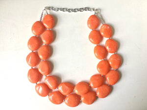 Clementine Chunky Statement Necklace, Big beaded jewelry, Double Strand Statement Necklace, Bib necklace, orange bridesmaid wedding, praline