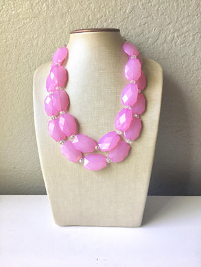 Spring Pink beaded statement chunky necklace, blush pink necklace, light pink necklace, pink bridesmaid, pink beaded necklace