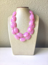 Load image into Gallery viewer, Blush Pink beaded statement chunky necklace, baby pink necklace, light pink necklace, pink bridesmaid, pink beaded necklace