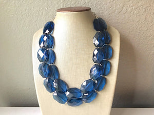 Navy Blue Chunky Statement Necklace, double strand necklace, blue necklace, dark blue necklace, navy blue wedding, bridesmaid necklace