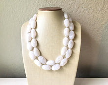 Load image into Gallery viewer, White Double Strand Necklace, white Extra Chunky jewelry, Statement Necklace, white jewelry, beaded white necklace, white chunky