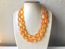 Load image into Gallery viewer, Orange Statement Necklace, Big Beaded necklace, chunky orange necklace, fall wedding, orange jewelry, pumpkin jewelry, halloween jewelry