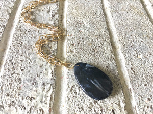 Black Pendant Necklace, Your Choice Gold OR Silver Chain, Your choice of length, Long acrylic teardrop jewelry, black necklace jewelry