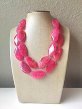 Load image into Gallery viewer, Big Bead pink Necklace - Double Strand Statement Jewelry - magenta blush Chunky bib bridesmaid or everyday bubble jewelry