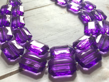 Load image into Gallery viewer, Deep Purple Translucent Beaded Necklace, Multi Strand Acrylic Beaded Jewelry, Chunky bib jewelry beaded necklace, big bead