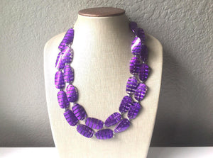 Purple Beaded Necklace, multi strand jewelry, big beaded chunky statement necklace, carolina necklace, bridesmaid necklace, bridal jewelry