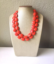 Load image into Gallery viewer, Red Statement jewelry set, Chunky Beaded Necklace, red Jewelry, red Necklace, red beaded necklace, red earrings, red bracelet, dress