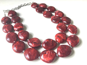 Red Chunky Statement Necklace, Big beaded jewelry, Double Strand Statement Necklace, Bib necklace, red bridesmaid, red wedding, praline
