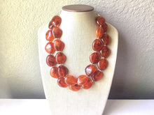 Load image into Gallery viewer, Amber Chunky Statement Necklace, Big beaded jewelry, Double Strand Statement Necklace, Bib necklace, brown bridesmaid wedding, praline