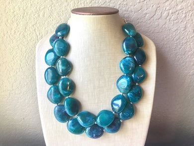 Emerald Green Chunky Statement Necklace, Big beaded jewelry, multi Strand Statement Necklace, Bib necklace, green bridesmaid wedding praline
