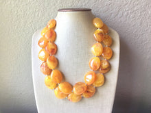 Load image into Gallery viewer, Marigold Chunky Statement Necklace, Big beaded jewelry, multi Strand Statement Necklace, Bib necklace, yellow bridesmaid wedding, praline