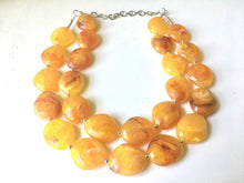 Load image into Gallery viewer, Firey Marigold Chunky Statement Necklace, Big beaded jewelry, red orange Statement Necklace, Bib necklace, yellow bridesmaid wedding