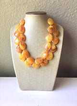 Load image into Gallery viewer, Marigold Chunky Statement Necklace, Big beaded jewelry, multi Strand Statement Necklace, Bib necklace, yellow bridesmaid wedding, praline