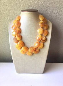 Marigold Chunky Statement Necklace, Big beaded jewelry, multi Strand Statement Necklace, Bib necklace, yellow bridesmaid wedding, praline