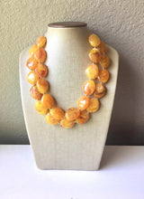 Load image into Gallery viewer, Firey Marigold Chunky Statement Necklace, Big beaded jewelry, red orange Statement Necklace, Bib necklace, yellow bridesmaid wedding