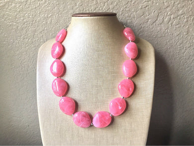 Pink Beaded Necklace, pink Jewelry, Chunky statement necklace, big beaded necklace, blush jewelry, pink statement necklace, single strand