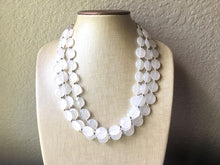 Load image into Gallery viewer, 3 Layer White statement necklace with silver accents, bib jewelry cloudy white necklace, white jewelry, white beaded necklace, chunky white