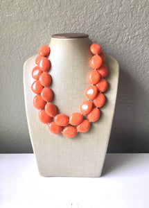 Clementine Chunky Statement Necklace, Big beaded jewelry, Double Strand Statement Necklace, Bib necklace, orange bridesmaid wedding, praline