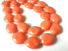 Load image into Gallery viewer, Clementine Chunky Statement Necklace, Big beaded jewelry, Double Strand Statement Necklace, Bib necklace, orange bridesmaid wedding, praline