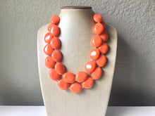 Load image into Gallery viewer, Clementine Chunky Statement Necklace, Big beaded jewelry, Double Strand Statement Necklace, Bib necklace, orange bridesmaid wedding, praline