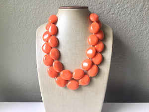 Clementine Chunky Statement Necklace, Big beaded jewelry, Double Strand Statement Necklace, Bib necklace, orange bridesmaid wedding, praline