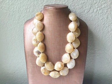 Toffee Brown Chunky Statement Necklace, Big beaded jewelry, Double Strand Statement Necklace, Bib necklace, brown bridesmaid wedding praline