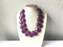 Load image into Gallery viewer, Eggplant Purple Chunky Statement Necklace, Big beaded jewelry, Double Strand Statement Necklace, Bib necklace, bridesmaid wedding, praline