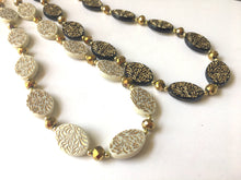 Load image into Gallery viewer, Single Strand Cream &amp; Gold Statement Necklace, Bib necklace, everyday necklace, beaded necklace, bridesmaid necklace, translucent necklace