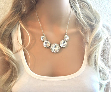 SALE! Rhinestone Statement Necklace with major BLING, clear and silver chunky necklace, statement jewelry, gemstone necklace, faux diamond