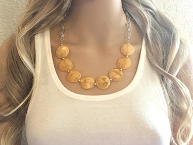 Marigold Statement Necklace & earring set, yellow orange jewelry, Your Choice of GOLD or SILVER, orange bib chunky necklace, dark yellow