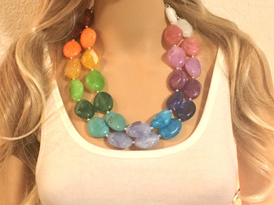 Rainbow Beaded Necklace, Colorful Jewelry, Chunky statement necklace, big beaded necklace, rainbow jewelry, rainbow baby