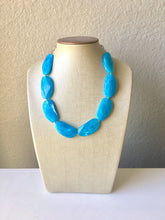 Load image into Gallery viewer, Big Bead light Blue Necklace, single Strand Statement Jewelry, pool carribbean Chunky bib bridesmaid, blue everyday bubble jewelry teal aqua