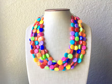 Load image into Gallery viewer, Rainbow Beaded Necklace, Colorful Jewelry, Chunky statement necklace, big beaded necklace, rainbow jewelry, rainbow baby confetti necklace