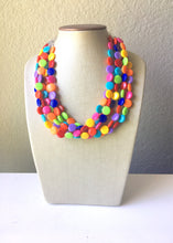 Load image into Gallery viewer, Rainbow Beaded Necklace, Colorful Jewelry, Chunky statement necklace, big beaded necklace, rainbow jewelry, rainbow baby confetti necklace