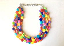 Load image into Gallery viewer, Rainbow Beaded Necklace, Colorful Jewelry, Chunky statement necklace, big beaded necklace, rainbow jewelry, rainbow baby confetti necklace