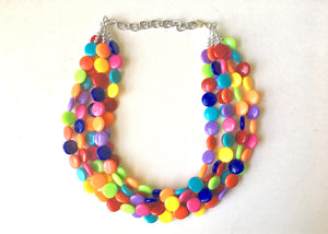 Rainbow Beaded Necklace, Colorful Jewelry, Chunky statement necklace, big beaded necklace, rainbow jewelry, rainbow baby confetti necklace