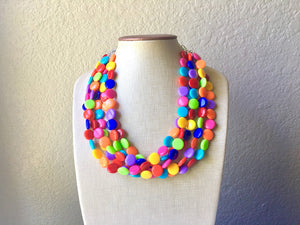 Rainbow Beaded Necklace, Colorful Jewelry, Chunky statement necklace, big beaded necklace, rainbow jewelry, rainbow baby confetti necklace