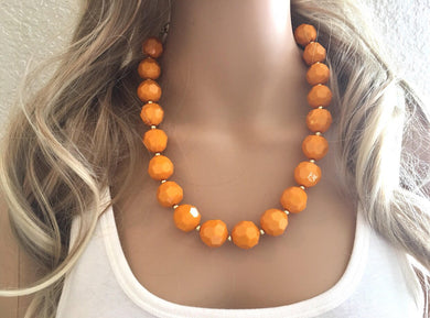 Pumpkin Orange Fall Statement Necklace, Single Strand Necklace, fall colors, orange necklace, Halloween necklace, halloween jewelry